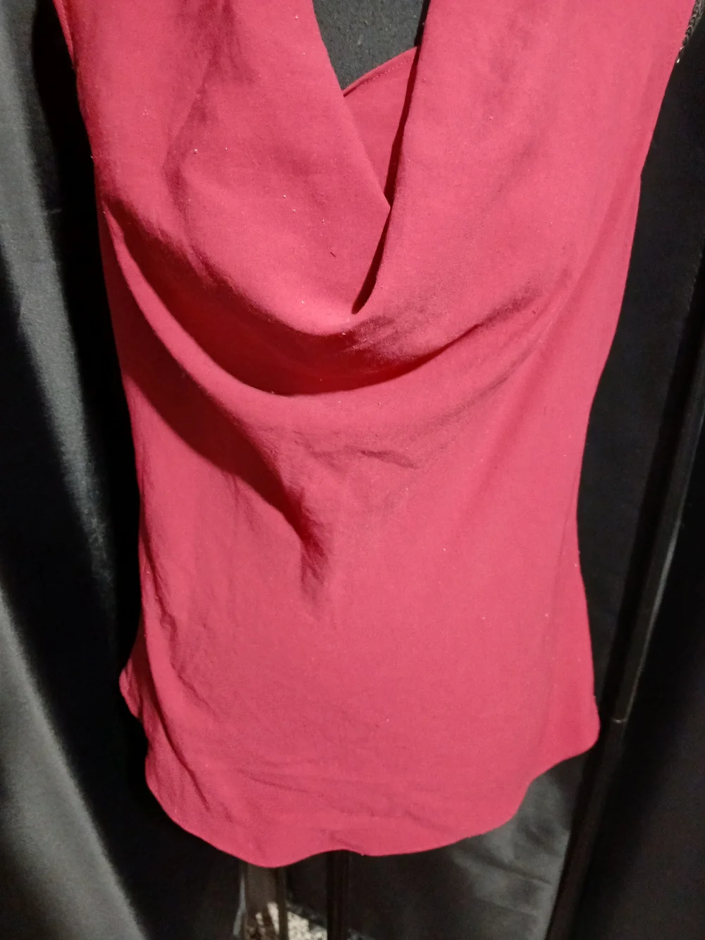 Theory Sleeveless Cowl Neck Top in Burgundy Red Women's Petite Small - Picture 4 of 8